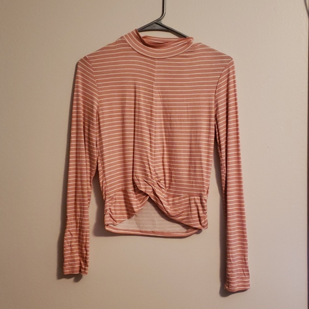 Striped turtle neck crop top